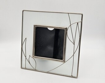 Frosted Leaded Glass Photo Frame – 6x6 Inch Vintage 1980s Style Home Decor