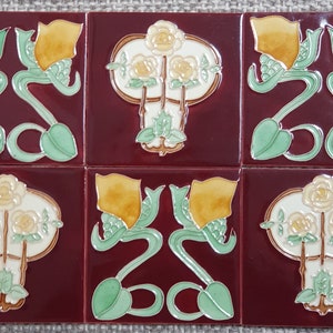 Art Nouveau Style Tiles Tube Lined Ceramic Two Styles Available image 1