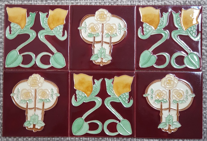 Art Nouveau Style Tiles Tube Lined Ceramic Two Styles Available image 1