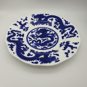 Flow Blue Coalport Blue Dragon Plate