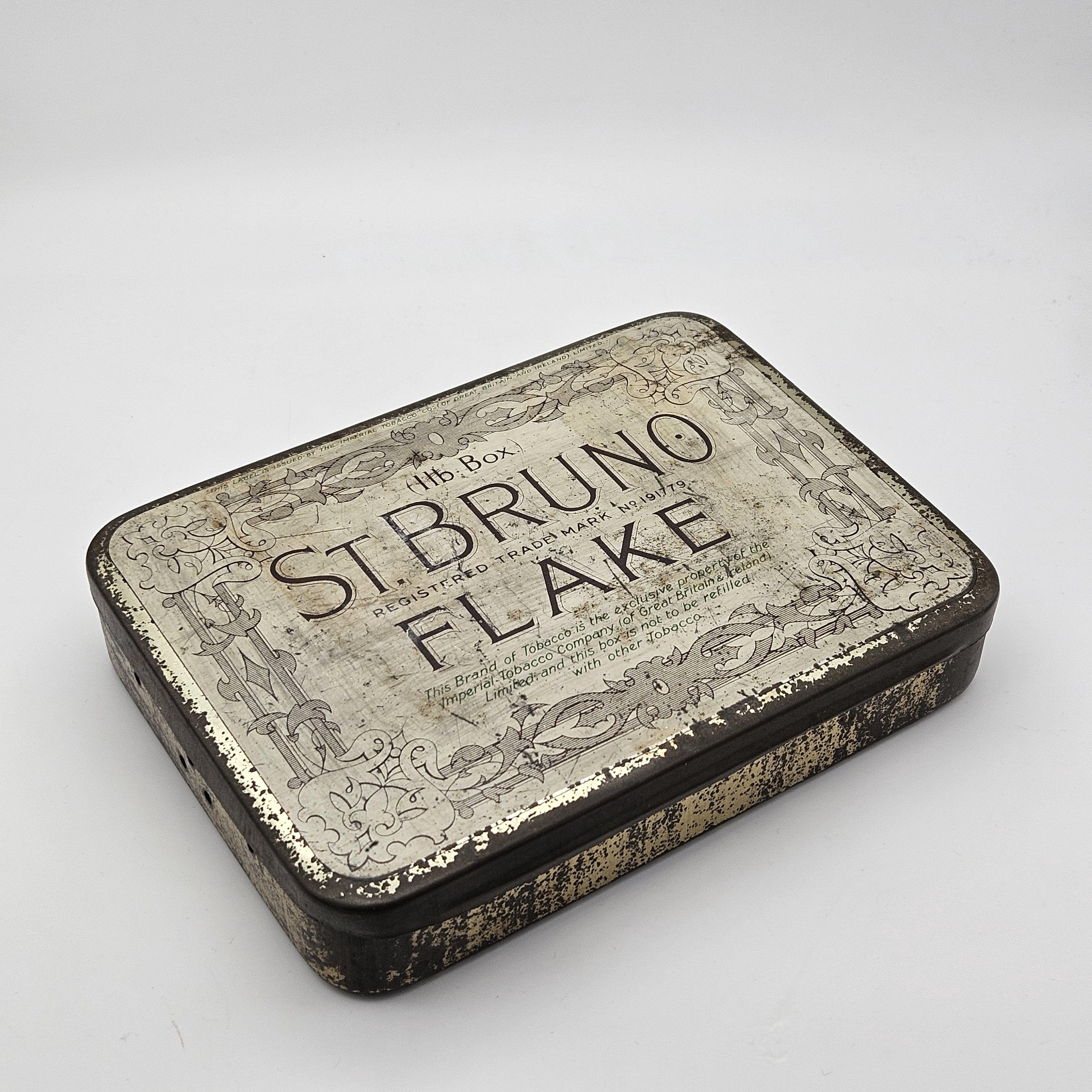 St Bruno Flake 1lb Box - Vintage Tobacco Tin - Advertising Collectibles