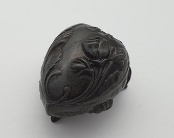 Pewter Heart Shaped Trinket Box - Art Nouveau