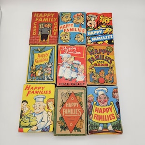 Juegos de cartas antiguos de Happy Families (década de 1940, 1950 y 1960)
