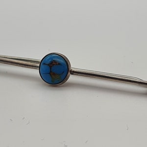 Sterling Silver Bar Brooch - Faux Turquoise Cabouchon