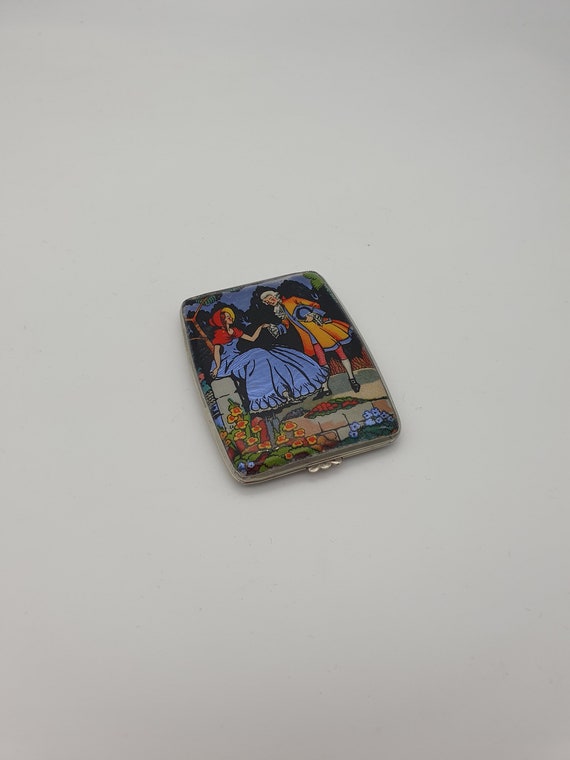 Art Deco Foil Powder Compact-  Gwenda Tap-Flap