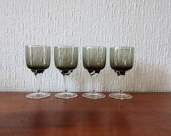 Set of 4 Small Smoke Coloured Wine Glasses