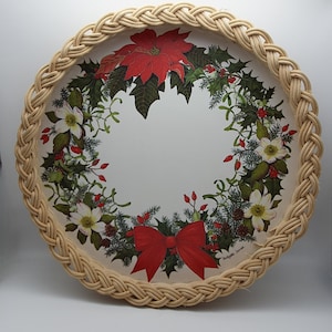 Melamine & Wicker Tray - Bridgette James - Christmas Wreath