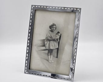 Art Deco EPNS Photo Frame - 6" X 4" Girl with Toy Dog