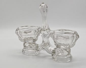 Vintage  Glass Open Salt and Pepper or Condiments