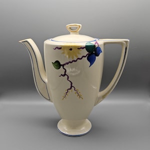 Art Deco Coffee Pot - Newhall Handley - Hand Painted