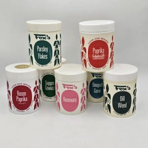 Fox Gewürztöpfe - Vintage Plastik Gewürzgläser - Deutsch - Fuchs Feine Gewürze