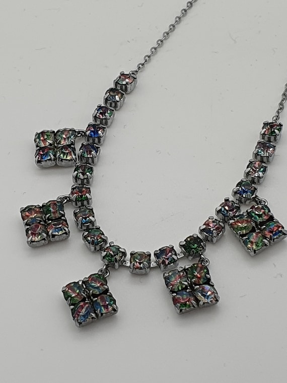 1950s Iris Glass Necklace - Rainbow Glass - image 3