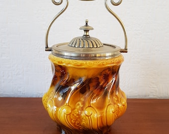 Art Nouveau Madras Ware Biscuit Barrel - George Jones & Sons