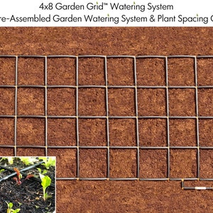 4x8 Garden Grid™ watering system | Pre-assembled garden irrigation system & planting spacing guide, in one!