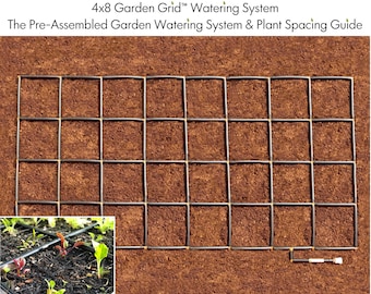 4x8 Garden Grid™ watering system | Pre-assembled garden irrigation system & planting spacing guide, in one!