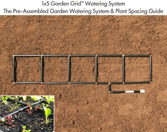 1x5 Garden Grid™ watering system | Garden Irrigation System & Plant Spacing Guide, in one!