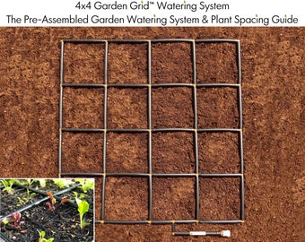 4x4 Garden Grid™ watering system | A Pre-assembled, Garden Irrigation System & Plant Spacing Guide, In One.