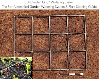 3x4 Garden Grid™ watering system | Garden irrigation system and planting guide, in one!