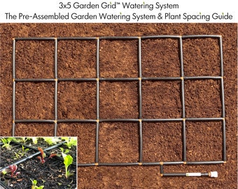 3x5 Garden Grid™ watering system | Garden irrigation system and plant spacing guide, in one.