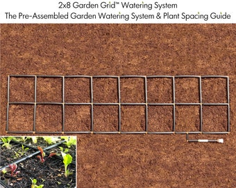 2x8 Garden Grid™ watering system | Pre-assembled garden irrigation system & plant spacing guide, in one!