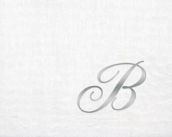 Monogrammed Beverage Napkins - 3 Different Paper Grade Napkins with Quill Silver Font