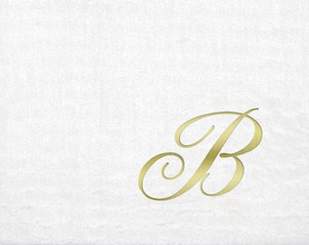 Monogrammed Beverage Napkins - 3 Different Paper Grade Napkins with Quill Gold Font