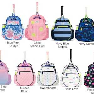 BIG LOVE BACKPACK Tennis Backpack by Ame & Lulu Monogrammed Tennis Racquet Bag for Ages 7-11 Years image 2