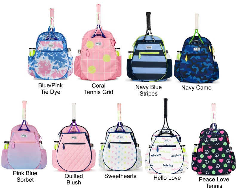 BIG LOVE BACKPACK Tennis Backpack by Ame & Lulu Monogrammed Tennis Racquet Bag for Ages 7-11 Years image 2