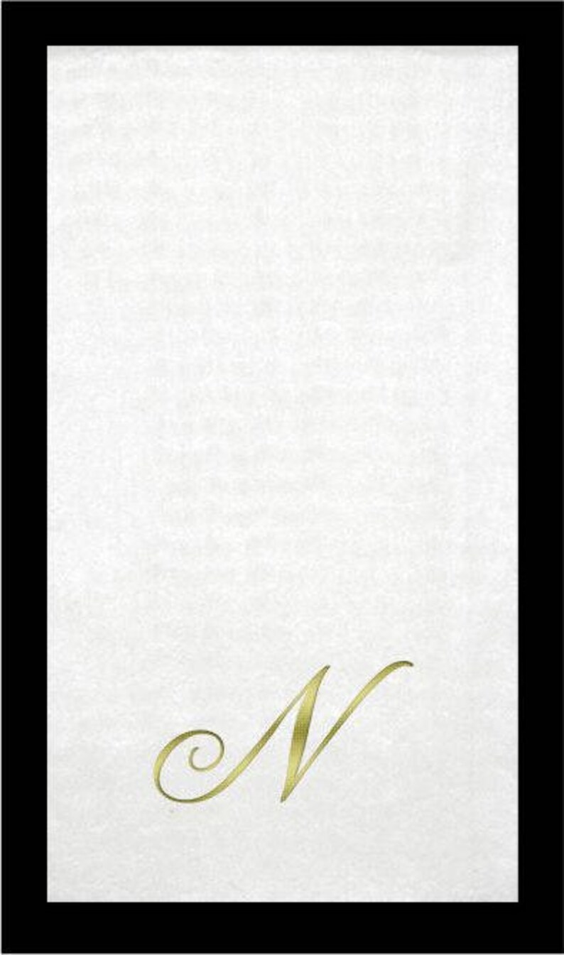 Monogrammed Guest Towels 3 Different Paper Grade Guest Towels with Quill Gold Font image 6