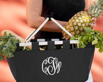 LARGE MARKET TOTE - Monogrammed by Viv & Lou for carrying a picnic or storing your beauty stuff