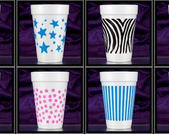 Colorful Party Cups -16 Oz. Styrofoam Party Cups - Hearts