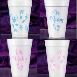 Baby Shower Cups for a boy or girl -16 oz. Styrofoam Party Cups