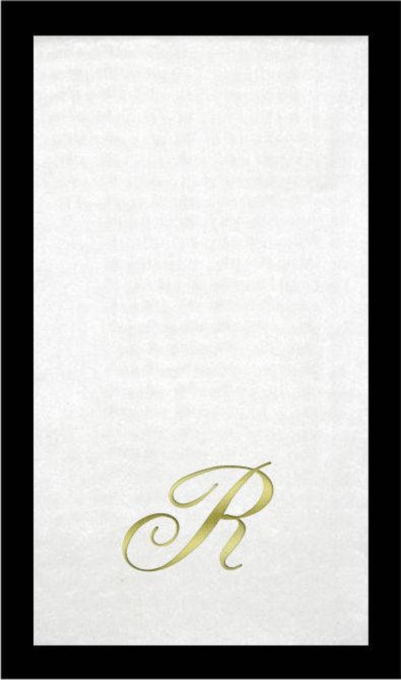 Monogrammed Guest Towels 3 Different Paper Grade Guest Towels with Quill Gold Font image 5