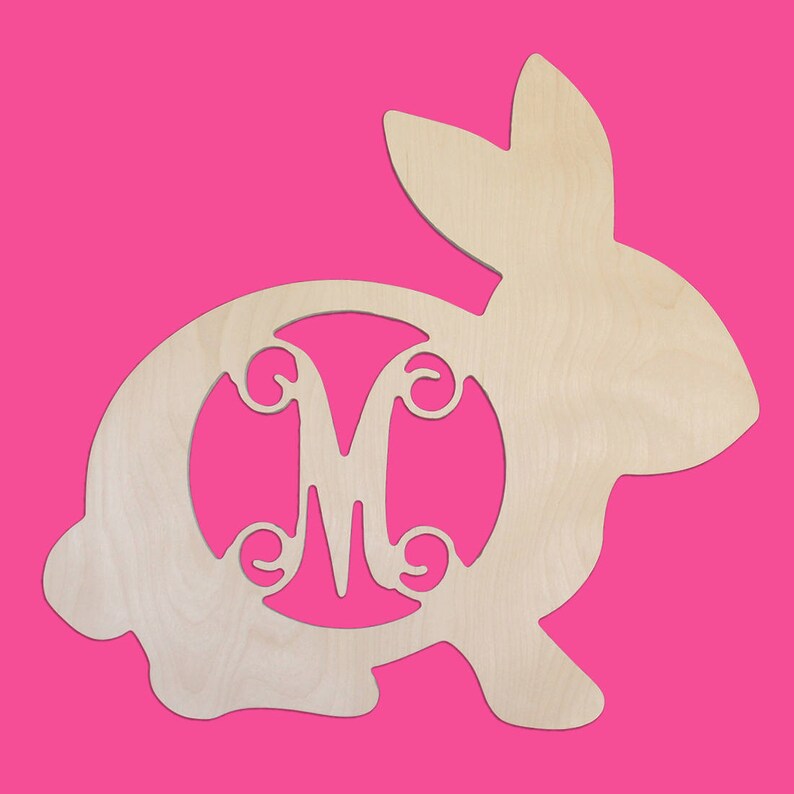 18 Inch Unfinished Wooden Single Initial Bunny Monogram for Your Front Door or Wall BUNNY WOOD INITIAL