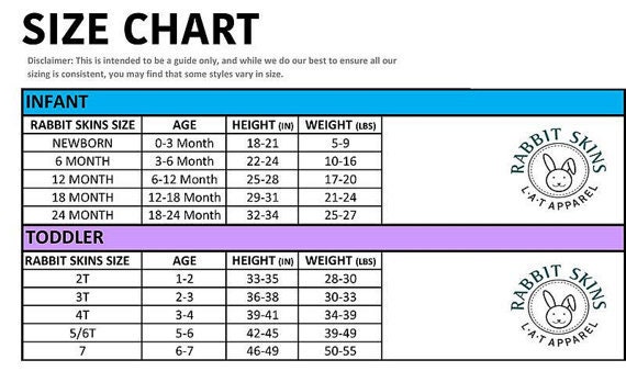 Rabbit Skins Size Chart