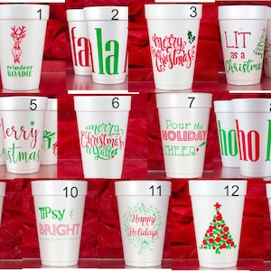 CHRISTMAS FOAM CUPS - 16 oz. Styrofoam Party Cups
