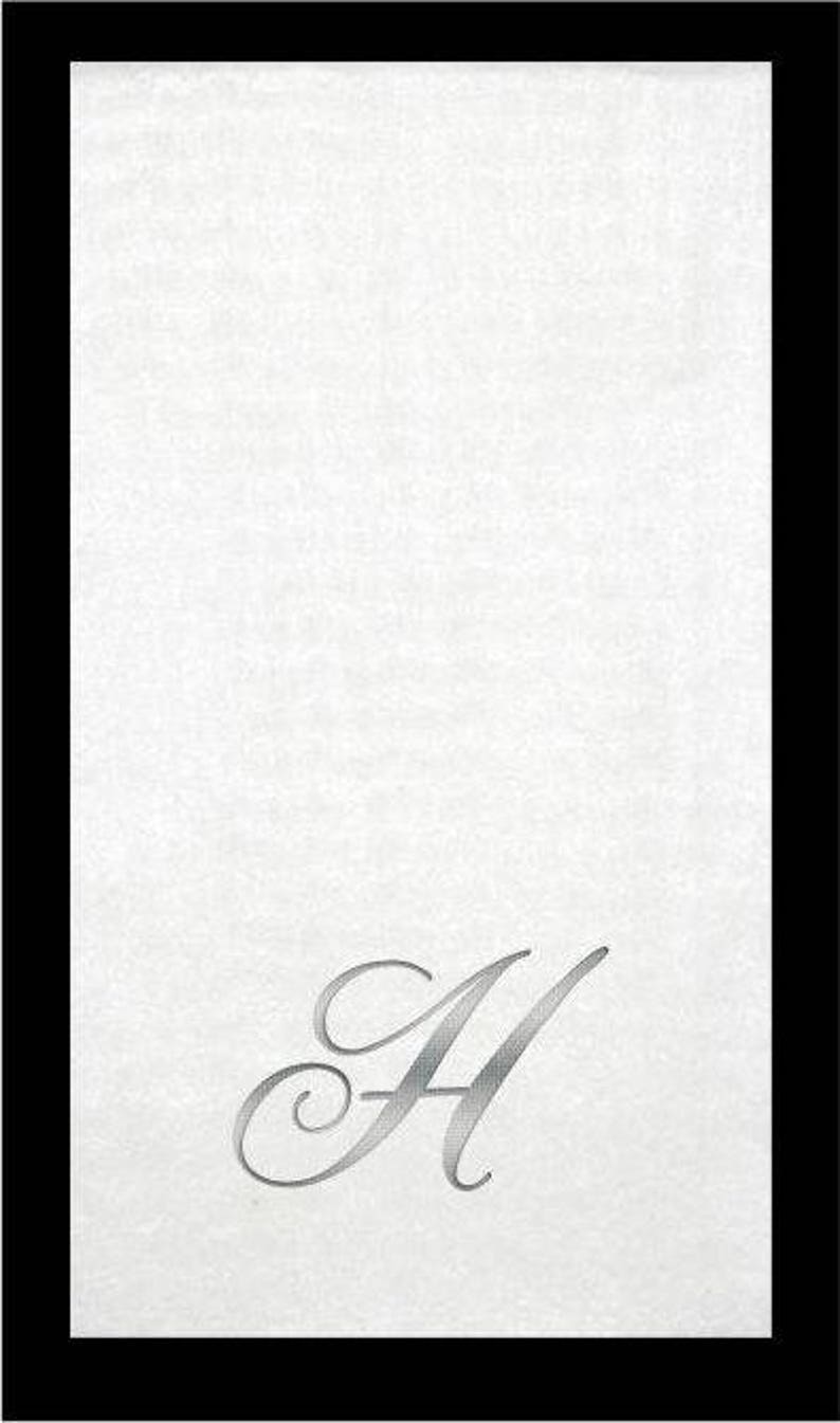 Monogrammed Guest Towels 3 Different Paper Grade Guest Towels with Quill Silver Font image 4