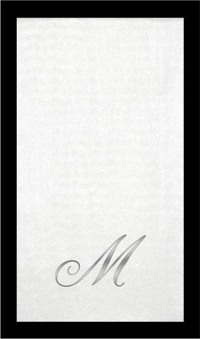 Monogrammed Guest Towels 3 Different Paper Grade Guest Towels with Quill Silver Font image 3