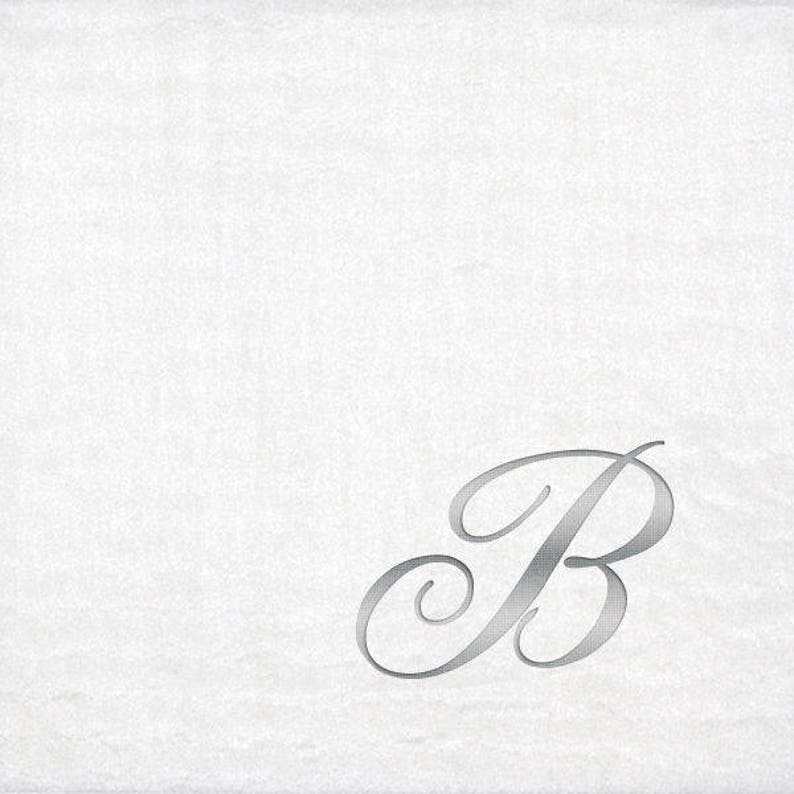 Monogrammed Beverage Napkins 3 Different Paper Grade Napkins with Quill Silver Font image 1