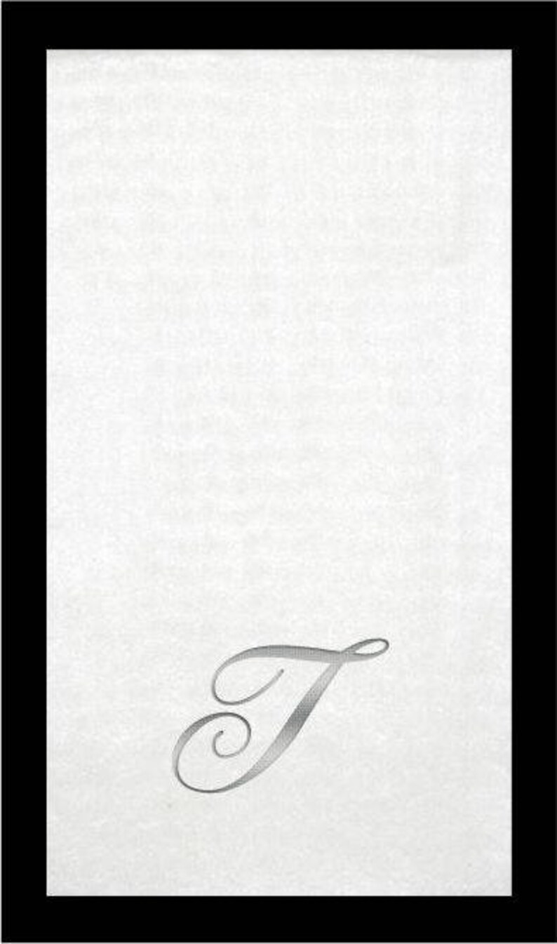 Monogrammed Guest Towels 3 Different Paper Grade Guest Towels with Quill Silver Font image 5