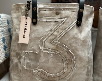 Salvaged Vintage Tarp - Repurposed Large Tote Grunge Bag