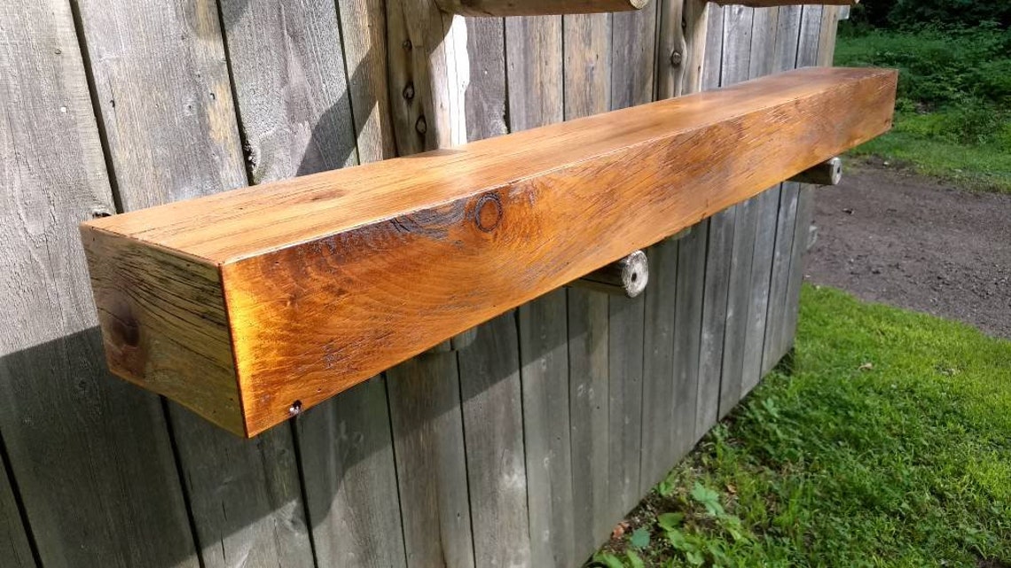 Barnwood mantel fireplace mantel shelf box mantel natural Etsy