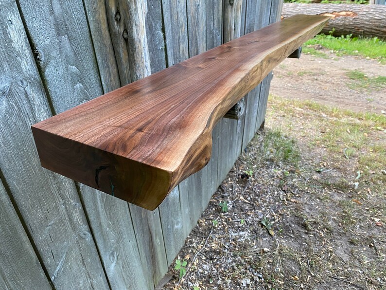 Live edge Walnut Fireplace Mantel wood slab reclaimed Etsy