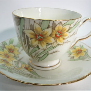 Delphine Tea Cup and Saucer, Delphine Hand Painted Floral teacup and saucer set.