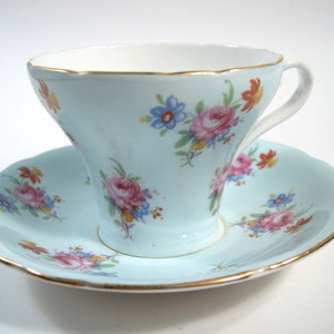Aynsley Blue Tea Cup and Saucer, Aynsley Corset cup.