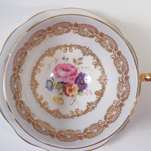 Royal Standard Greyish Blue Tea Cup and Saucer,  Blue and Gold Floral teacup.