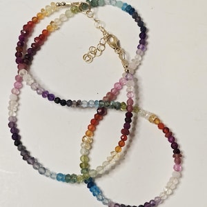 Rainbow Gemstone Necklace: Multicolor Natural Gemstone Jewelry, 18 inch
