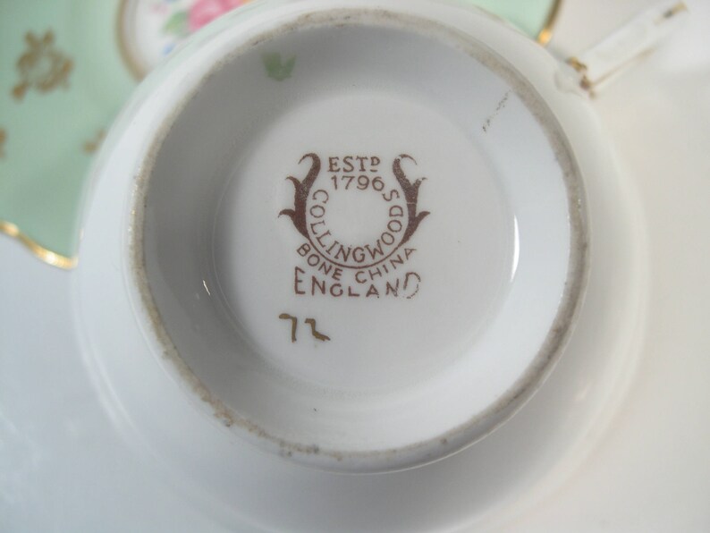 Collingwoods Tea Cup and Saucer Mint Green and Gold Teacup - Etsy Canada