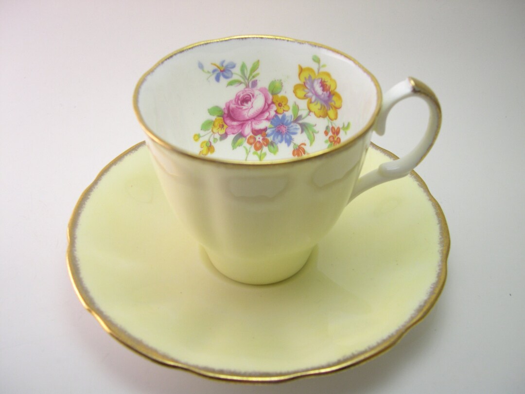 Jason Tea Cup and Saucer, Yellow Tea Cup and Saucer Set, Flowers on ...