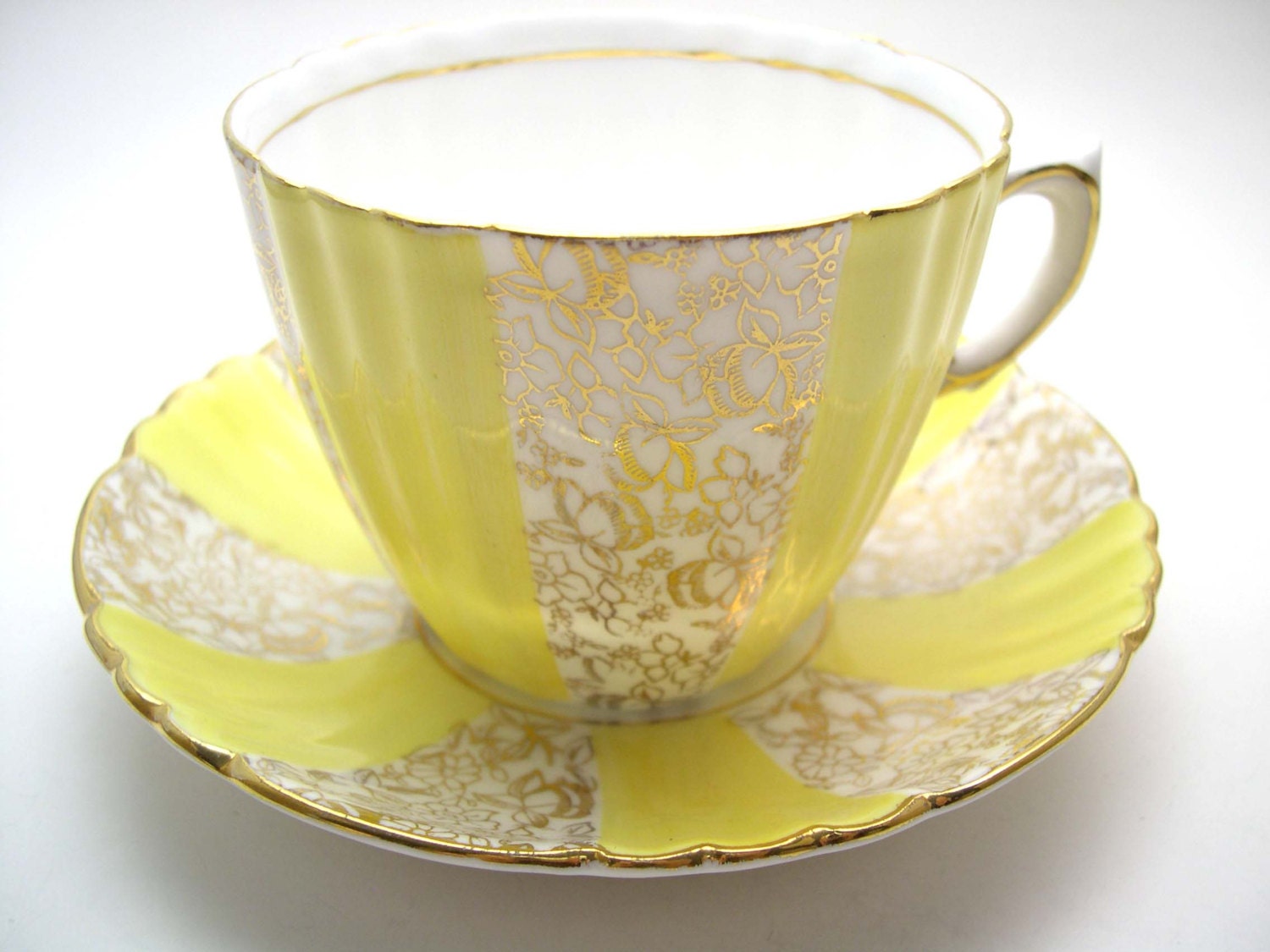 Phoenix Tea Cup Set Yellow and Gold Tea Cup and Saucer Gold Etsy Canada